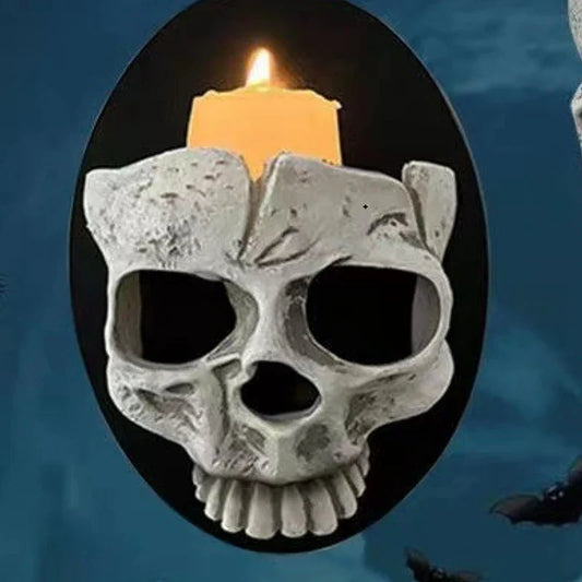 2 Pcs Skeleton Candlestick Holders – Gothic Skull Tealight Decor for Halloween & Holidays