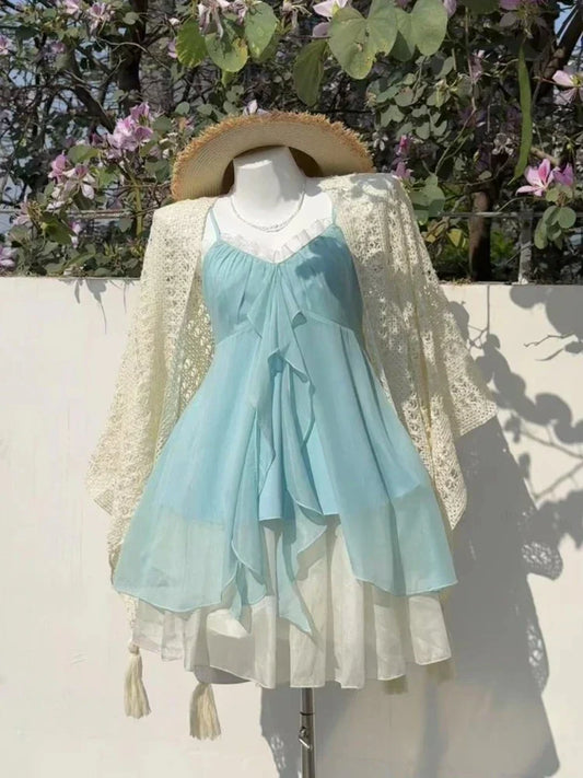 2000s Gothic Vintage Mini Dress – Sleeveless Strap Lace Party Dress for Women