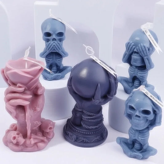 1PC Skull Design Scented Candle – “No See, No Speak, No Hear” Spooky Halloween Aromatherapy Gift