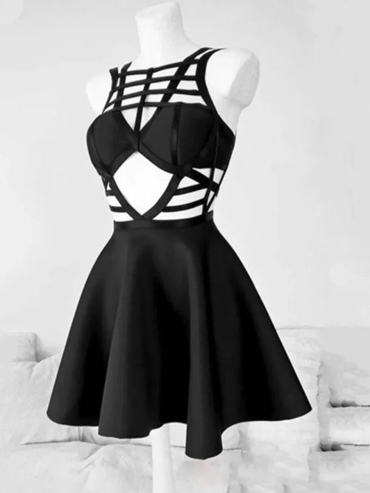 2024 New Vintage Gothic Sexy Corset Dress – Retro Streetwear Hollow-Out Criss-Cross A-Line Dress for Women